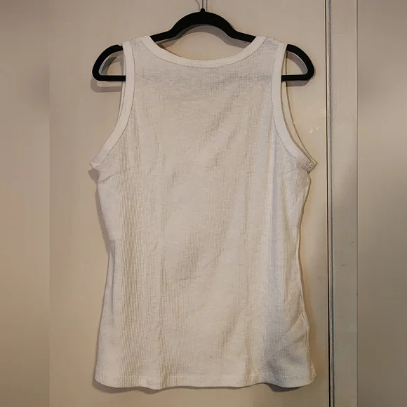 Set of 3 Women's Sleeveless Ribbed Tank Tops - Dark Grey, White and Beige - Picture 6 of 11